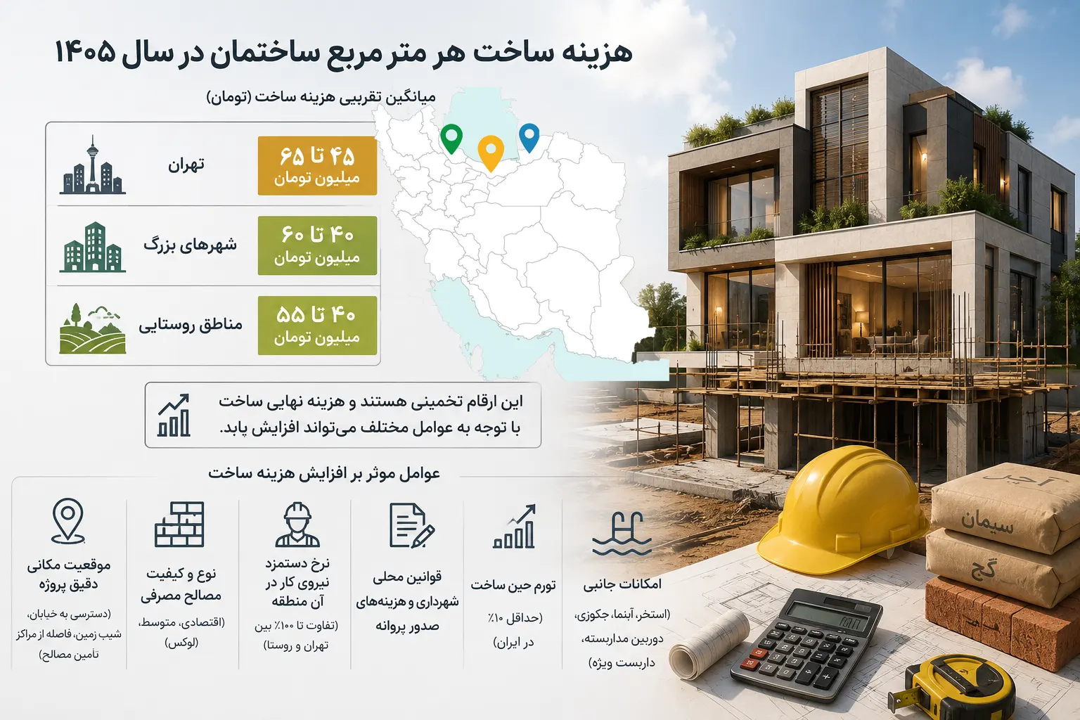 هزینه ساخت هر متر مربع ساختمان 1405
